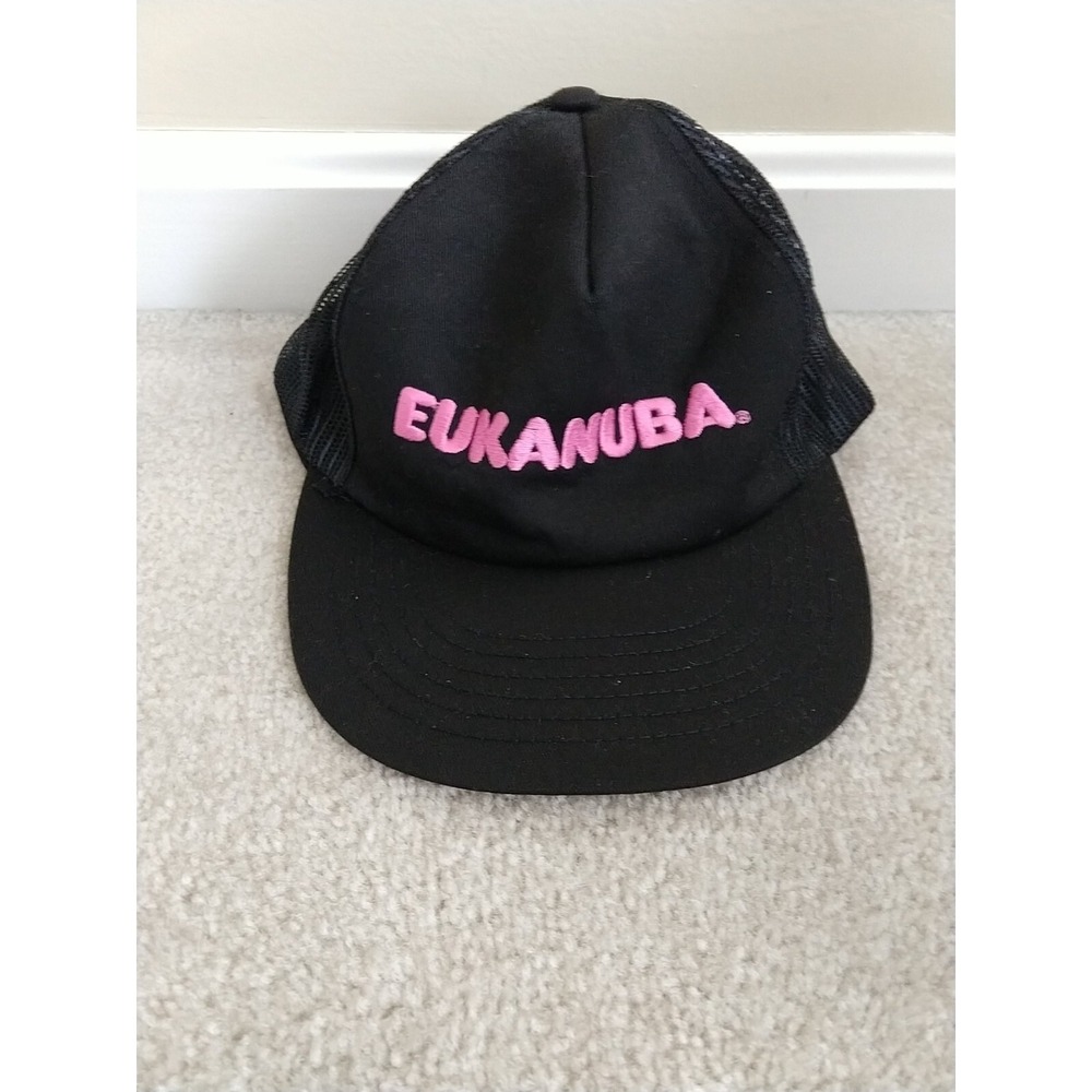 Vintage Eukanuba Hat Snapback Cap Made In USA Black Pink Mesh Trucker Hat